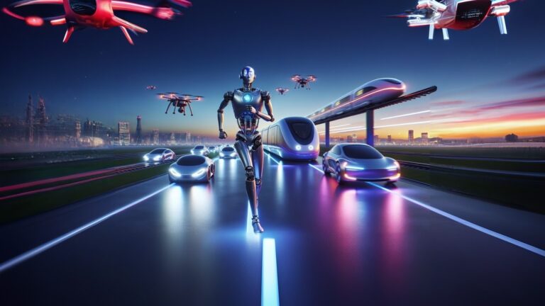 Robot,Android,Running,On,Road,,,Autonomous,Cars,On,The